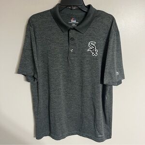 Chicago White Sox Short Sleeve Polo Shirt Gray Size Large‎ Majestic Cool Base